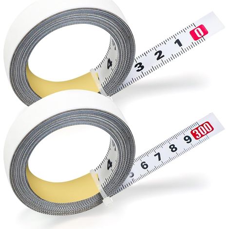 Mètre Ruban, 2 Pack Metre Ruban 3m, Règle Métrique Auto-Adhésive de Droite à Gauche, de Gauche à Droite Ruban à Mesurer en Métal pour établi (1/5)