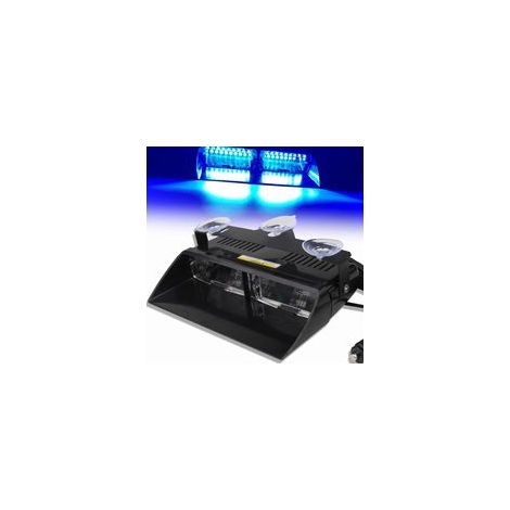 Balise Feu de Détresse Bleu 16 LED Application de la Loi Lumière Avertissement Stroboscope Clignotant Lampe D'urgence avec la ventouse 12V Pour le toit/le tableau de bord/le pare-brise internes