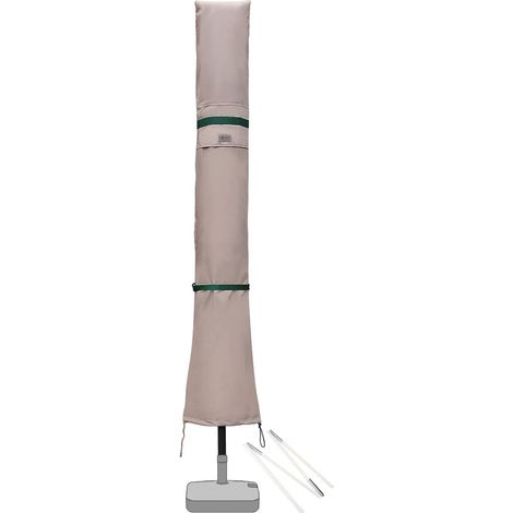 Sekey Housse de Protection pour Ø3m-4m Parasol, couverture de Parasol avec Grilles D’aération, 100% Polyester, Kaki (1/5)