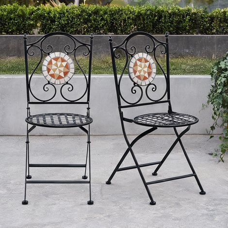 Chaise de jardin en métal y piedra de mosaico 50 x 40 x 94,5 cm (1/5)