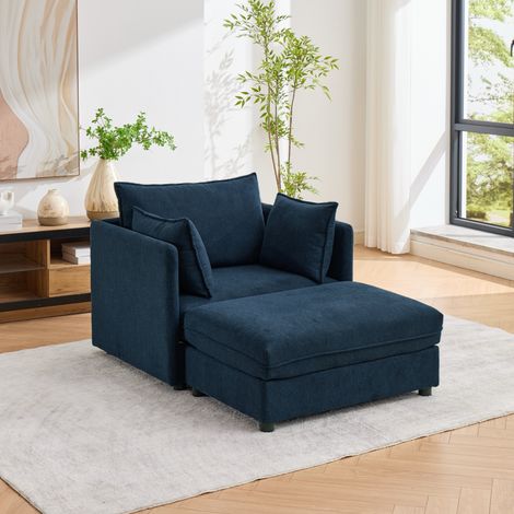 Canapé et fauteuil lounge une place modernes et minimalistes pour petits espaces – Pouf de rangement inclus (canapé lounge en tissu pour le salon) (1/5)
