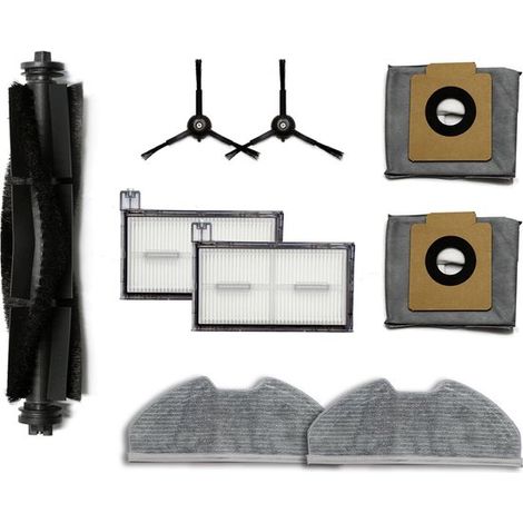 Compatibile con la serie Eufy X8 Pro, compatibile con l'aspirapolvere robot Eufy Clean X8 Pro (set da 9 pezzi: spazzola rotante, scopa, filtro, sacchetto raccoglipolvere, panno per la pulizia) (1/5)