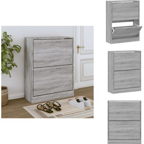 Armoire à chaussures Sonoma gris 63x24x81 cm Bois d'ingénierie - Meuble Range Chaussure - Armoire Chaussure - Rangement Chaussure - Placard Chaussure - Organiseur Chaussure (1/5)