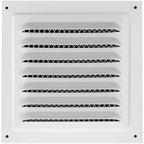 1 pièce Grille de ventilation métallique, 20 x 20cm, grille d'aération carrée pour soffite, écran en maille intégré, conduits de salle de bain, blanc (1/5)