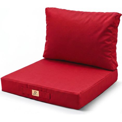 Ensemble Coussins Salon Jardin 60x70 Rouge - Déhoussable & Anti-UV (Assise + Dossier)