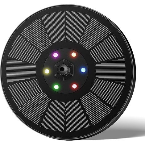 Fontaine solaire avec LED, pompe de bassin solaire de 3 W, batterie intégrée de 900 mAh, pompe à eau, pompe de fontaine flottante solaire avec 7 styles de fontaine pour jardin, bain d\'oiseau, bac à p (1/5)