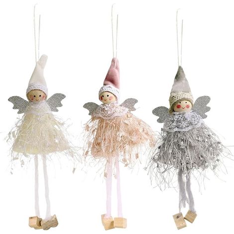 Peluche Ange Poupée Suspension,3PCS Lutin de Noel Fille,Decoration Sapin de Noel pour Cheminée Fenêtre (1/5)