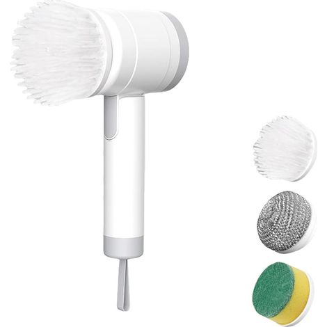 Cepillo de limpieza eléctrico inalámbrico de mano (blanco, recargable por USB). (1/5)