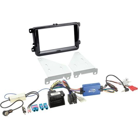 Kit facade Adaptateur CAV antenne compatible avec VW Seat Skoda Noir brillant