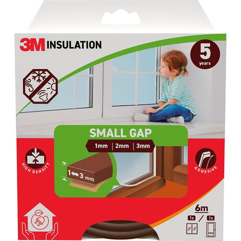 Burlete de aislamiento clásico para huecos pequeños de 1 - 3 mm, marrón, 6 m
