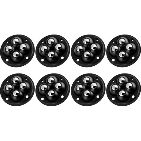 Lot de 8 mini roulettes pivotantes autocollantes, Longziming, plastique/acier, noires (1/5)