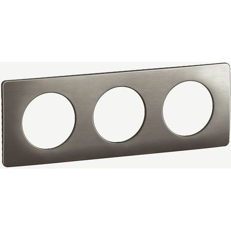 Legrand – Plaque de finition 3 postes CP1803 – Acier satinée – Compatible Batibox – Installation horizontale/verticale – Rattrapage d'alignement