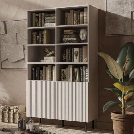 Buffet haut couleur cachemire avec 2 portes et niches de rangement ROTTERDAM (1/5)