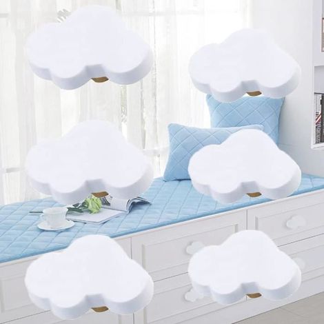 6Pcs Bouton Meuble Enfant Nuage,Poignée Commode Enfant Bois,Bouton de Meuble en Bois,Poignées Commode Souple Bouton de Placard (1/4)