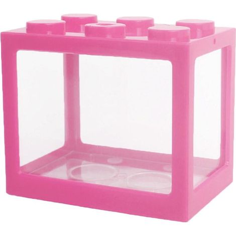 Aquarium Pour Betta - Blocs Empilables En Plastique Transparent - Mini Bac À Poissons Avec Trou D'Accès Haut - 10 x 12 x 8 cm - 1 Pièce (1/5)