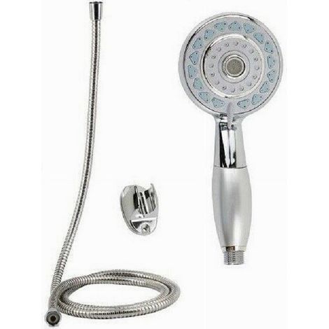 Trade Shop - Kit Teleducha Redonda Con Encaje De Mano Soporte 1,8m 59219 Baño - (1/2)