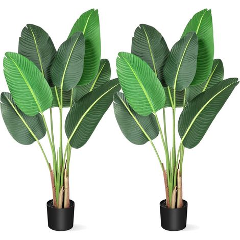 Lot de 2 Arbre Artificiel Oiseau de Paradis, Plante Artificielle Accessoires de Décoration 120 cm pour Intérieur ou Extérieur (1/5)
