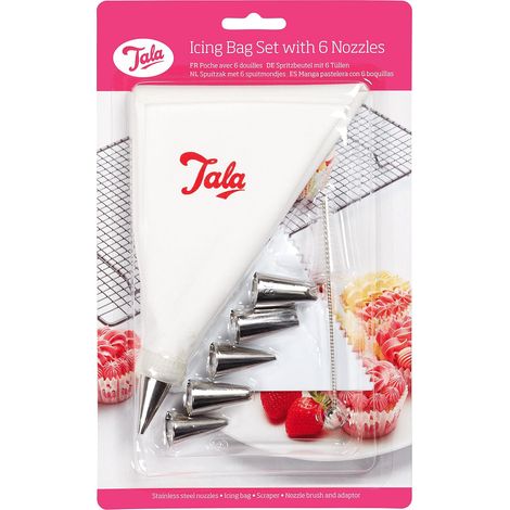 Poche à Douille Set 9 Pièces avec 6 Douilles en Acier Inoxydable Adaptateur Racloir et Brosse de Nettoyage pour Gâteaux Cupcakes Glaçage (1/5)