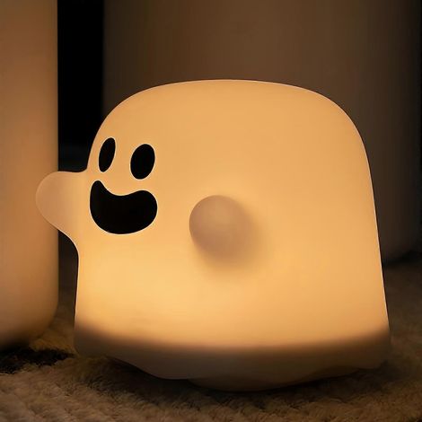 Veilleuse rechargeable USB à intensité variable, veilleuse fantôme en silicone, lampe de chevet décorative pour la chambre. Sourire. (1/5)
