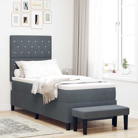 Cama tipo Box Spring Gris oscuro 200 x 80 cm Terciopelo (1/5)