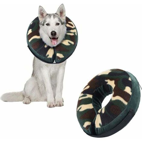 Collier gonflable mimetico taglia L pour chiens et chats, collier post-opératoire réglable, adapté au chien de petite taille, médias et grandes étiquettes (1/4)