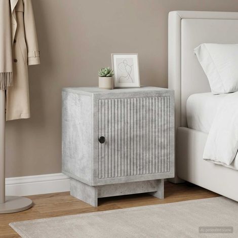 Lot de 2 tables de chevet en bois d’ingénierie gris béton 43 x 34,5 x 50 cm - PANGIVO (1/5)