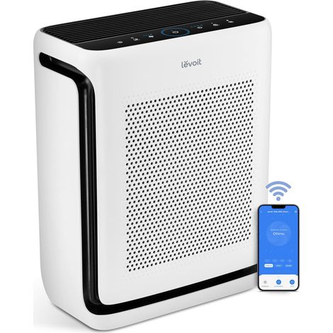LEVOIT Purificatore d'Aria per Allergie con Modalità Animale, CADR 416m³/h, fino a 108㎡, per Fumatori, Doppio Sensore e Filtro HEPA contro 99,97% di Peli di Animali e Odori, Muffe, Polline, Polvere (1/5)