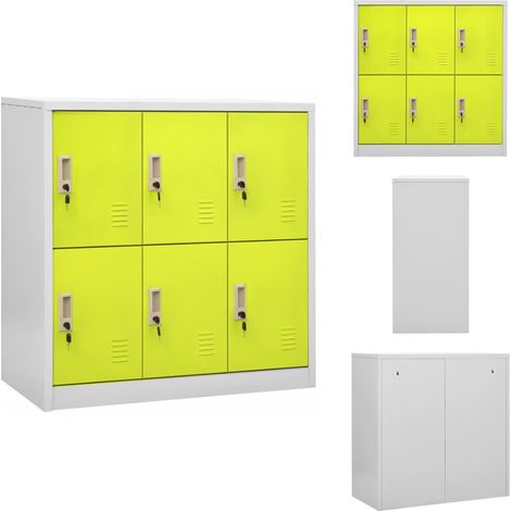 Armoire à casiers Gris clair et vert 90x45x92,5 cm Acier - Meuble De Rangement - Armoire À Casiers - Rangement Scolaire - Organisation - Meuble Métal (1/5)