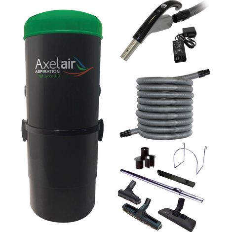 Kit centrale d'aspiration 310 m² + flexible + poignée radio + kit d'accessoires - AXELAIR - KRACX310