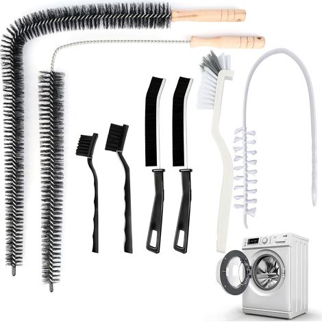 Brosse de nettoyage pour machine à laver, brosse de nettoyage pour sèche-linge, buse pour joints pour salle de bain, douche et cuisine, brosses à récurer avec manche long, outils de nettoyage ménager (1/5)