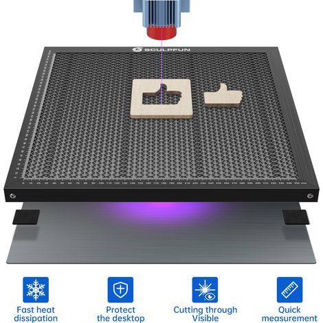 Honeycomb Table for Laser Engraver - 400x400mm Aluminum Honeycomb Worktop for Laser Engraving Machine with Aluminum Scale Plate, Corner Protection - Honeycomb Surface (1/5)