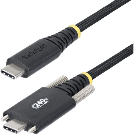 StarTech.com Câble de Charge USB-C de 3m, Verrouillage par Vis Latérale, 240 W (5A) PD EPR, Gaine en Silicone avec Nylon Tressé, Câble de Charge USB 2.0, Certifié USB-IF, Cordon de Charge USB-C Robust