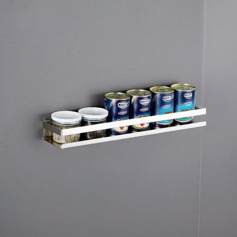 Wandregal aus Edelstahl 304 für Küche und Bad, praktischer Halter für Gewürze, Utensilien und Zubehör, 50 x 10 x 5,8 cm