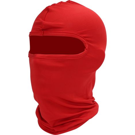 Bonnet hiver extérieur anti-poussière cyclisme moto cagoule cou intégral casque rouge (1/5)
