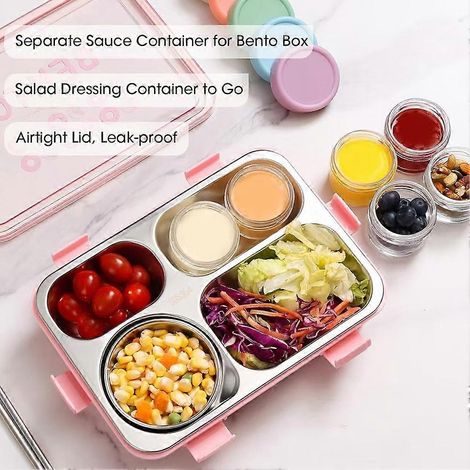 Lot de 6 petits pots en verre de 50 ml avec couvercles colorés - fermeture hermétique, adaptés aux petits contenants alimentaires tels que confiture, caviar, épices et miel. (1/5)