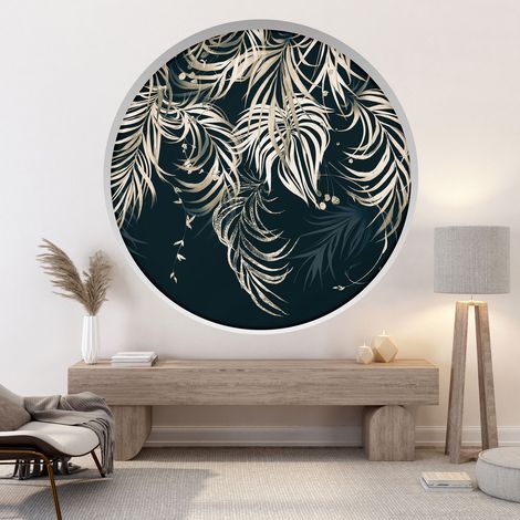 Stickers Trompe l'oeil Arche ronde - Feuilles - Diamètre 30 cm (1/4)