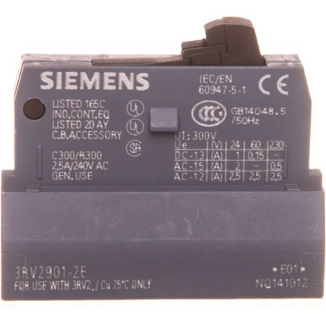 Contacto auxiliar 1NO 1NC de montaje frontal para arrancador de motor S00/0 3RV2901-2E