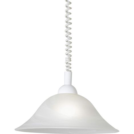 Eglo lampada a sospensione Albany, lampada a sospensione con cavo a spirale, regolabile in altezza, in vetro alabastro, plastica, bianco, E27 (1/3)