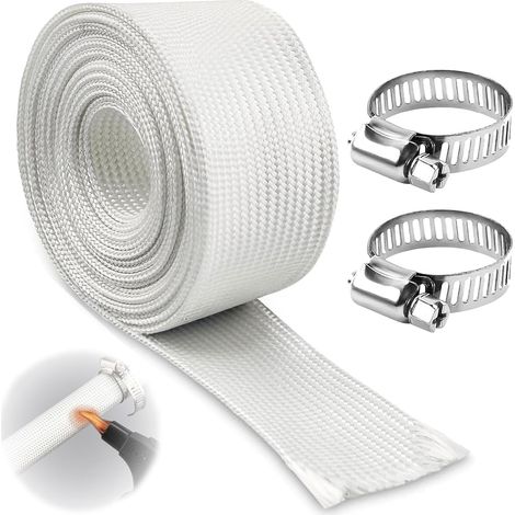 200 cm Tuyau D'échappement Isolé, 25mm Gaine En Fibre De Verre, Avec 2 Clips, Tuyau D'échappement De Chauffage De Voiture, Pour Générateur Et Chauffage De Stationnement (1/5)