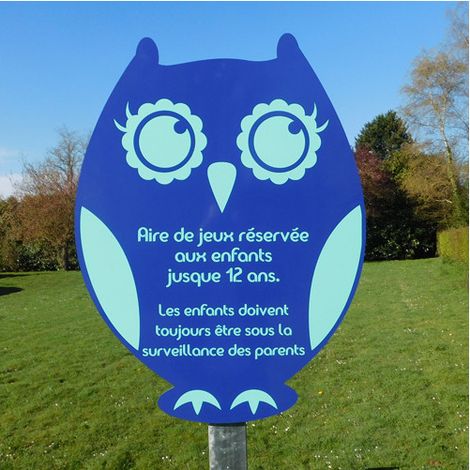 Panneau Aire de Jeux HIBOU (WHIBO). Panneau vert . Lettrage blanc .  - Panneau vert - Lettrage blanc (1/2)