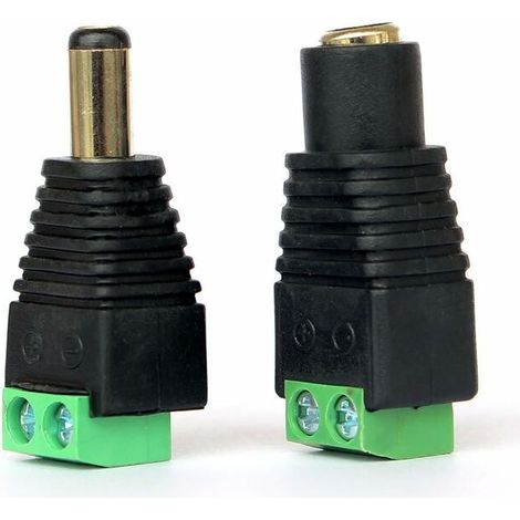 10 paires de connecteurs DC mâle/femelle pour caméras de vidéosurveillance 2,1 x 5,5 mm