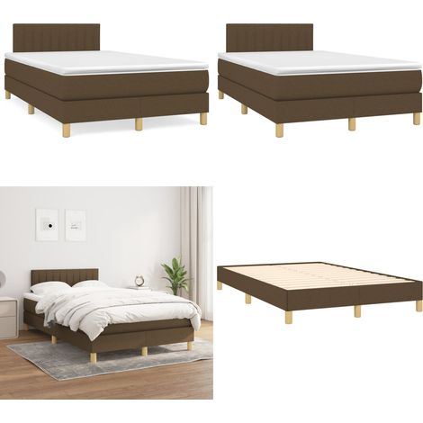 Sommier à lattes de lit et matelas marron foncé 120x190cm tissu - Matelas de lit - Sommier (1/5)