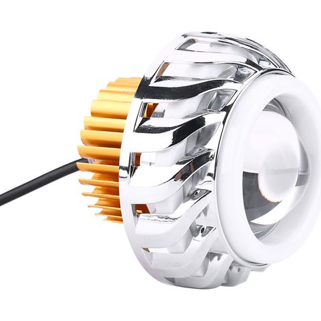Moto LED Phare Projecteur Double Optique Angel Devil Eye CyclOne Type Bleu Rose (1/5)
