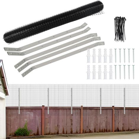 Cat Fence, Stainless Wall Brackets for Catio Enclosure, Anti-Climb Fence, 10 m x 67 cm Mesh Fence Roll, Cuttable Animal Mesh Fence, Weather Fence