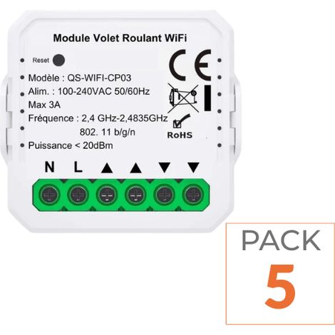 Module Interrupteur Volet Roulant Connecté WiFi - Pack de 5 - SILUMEN (1/2)