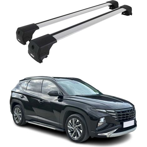 OMAC Aluminium Dachträger Querträger für Hyundai Tucson IV 2022-2026 – City Crash – ISO/PAS 11154:2006 – Abschließbar – Max. 75 kg – 2 Stangen Silber (1/5)