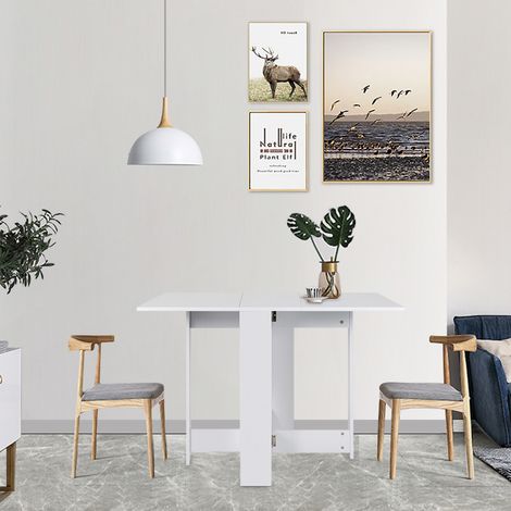 Table a manger pliante de 4 a 6 personnes contemporain melaminee -blanc - 103 x 76 cm (1/4)