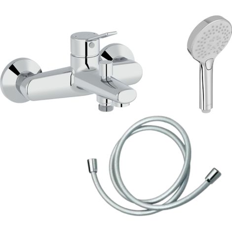 Mitigeur baignoire JACOB DELAFON Eo + pommeau de douche Metro + flexible de douche lisse (1/5)