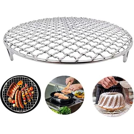 Grid BBQ/Grill Accessory, 18cm/7.1 Inch Barbecue Stainless Steel Cooking Grid Round Grilling Rack, Stackable Cooking Cooling Rack (1/5)