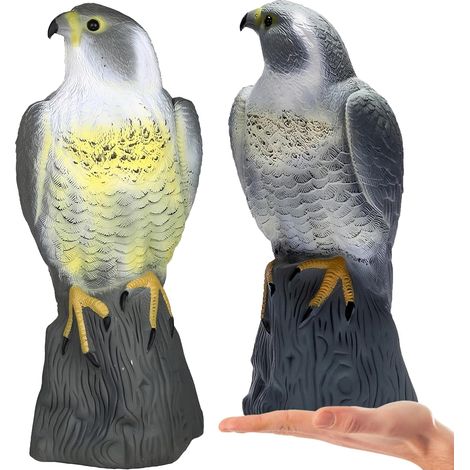 Künstlicher Falke in Lebensgröße aus PE-Kunststoff, realistischer, mehrfarbiger Vogelschutz für Garten, Balkon und Terrasse, chemikalienfreier Pflanzenschutz (1/5)